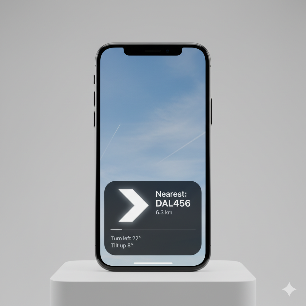 Directional guidance showing nearest aircraft DAL456 with turn and tilt instructions