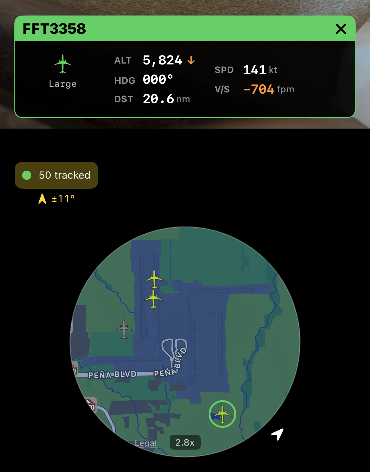SkySpottr live map view